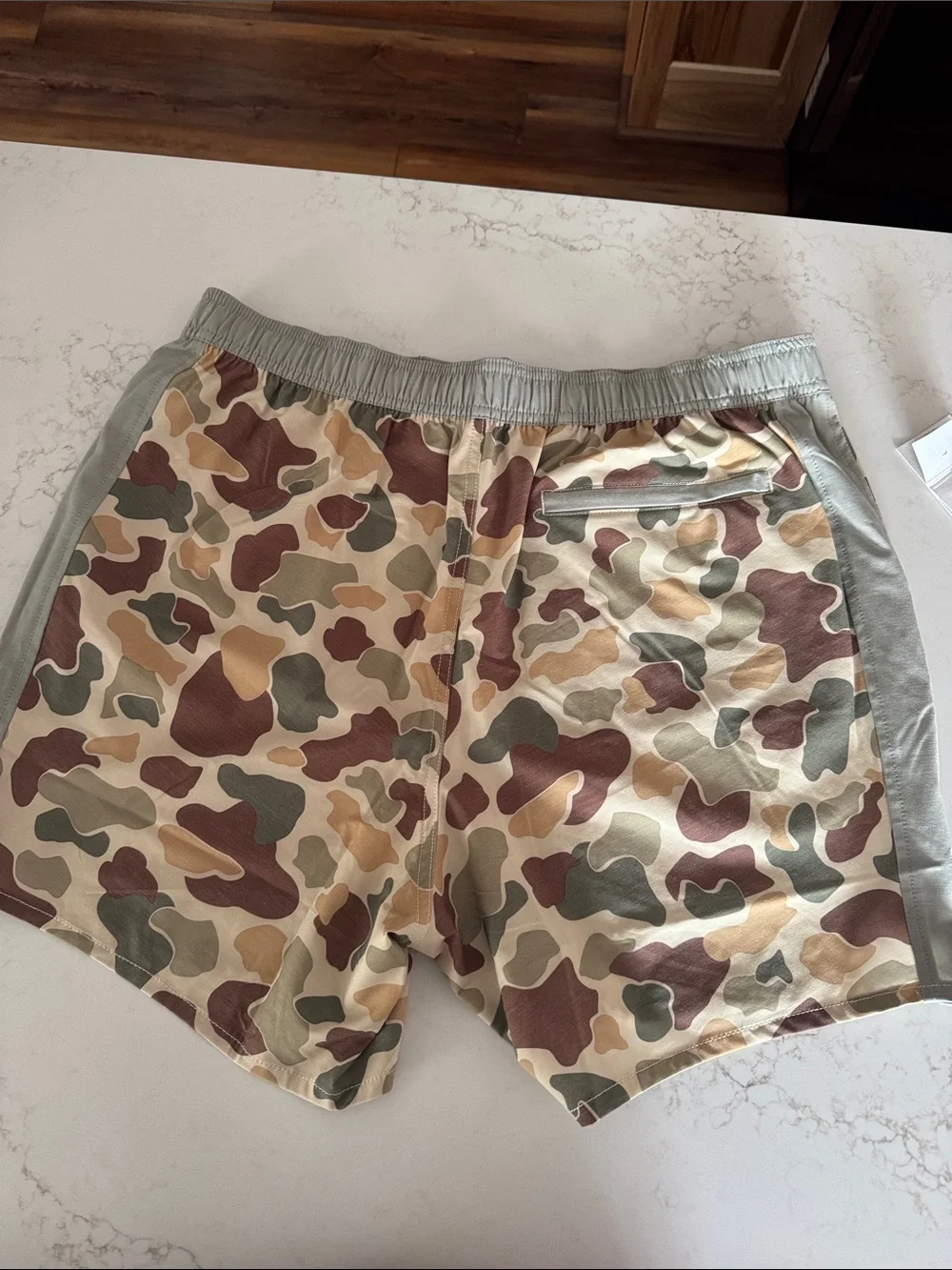 Free Fly Apparel Men’s Camo Athletic BoardShorts - Beige, Green & Brown